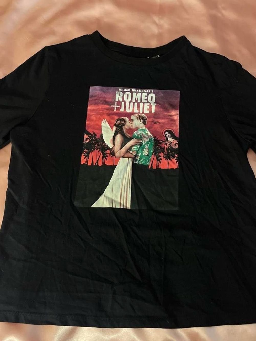 Divided Black Graphic Romeo + Juliet Tee with Sunset Scene